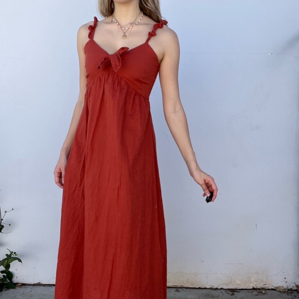 100% Cotton Terra cotta maxi maternity dress, Size us2